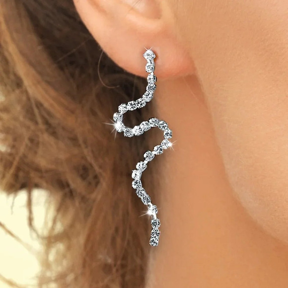 🌸Simple Trendy Snake Shiny Fashion Earrings for Women, MARR9126 - Picture 4 of 7